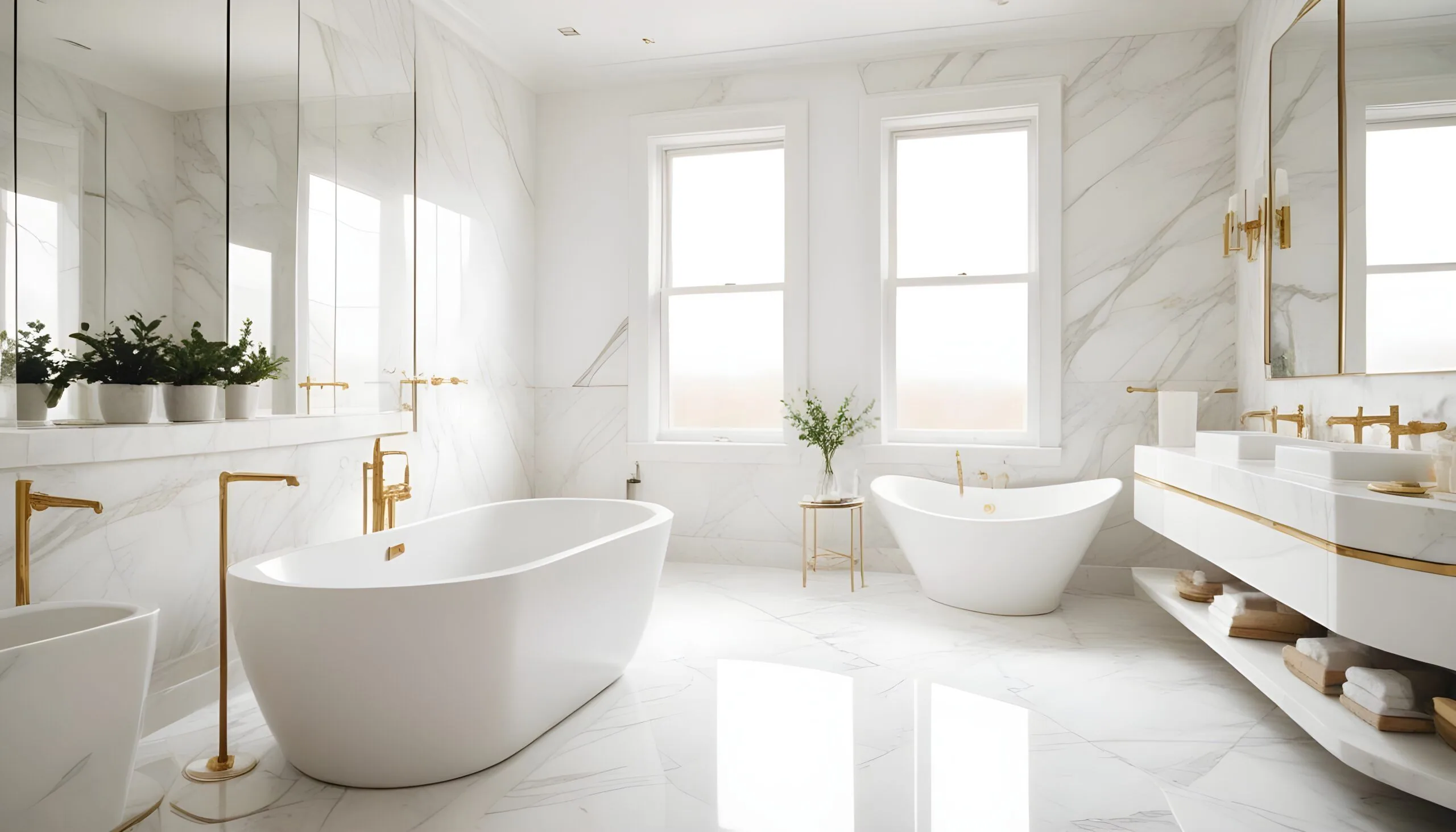 Clean bathroom with a bathtub, toilet, and faucet after painting