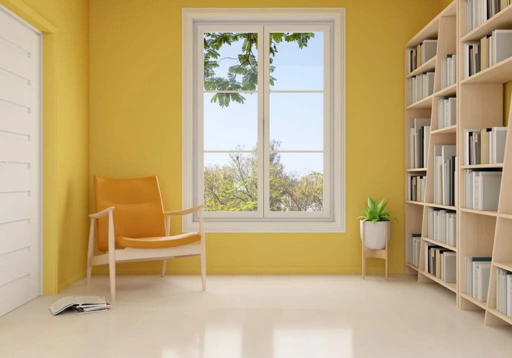 Armchair yellow living room mockup