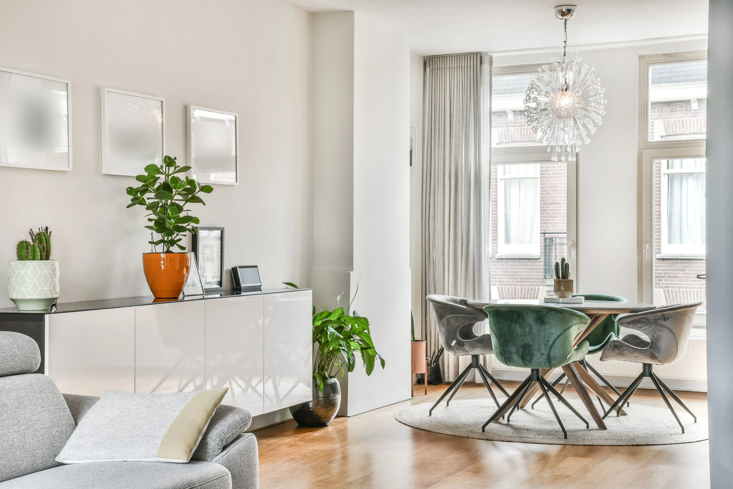 Luxury bright living room interior design