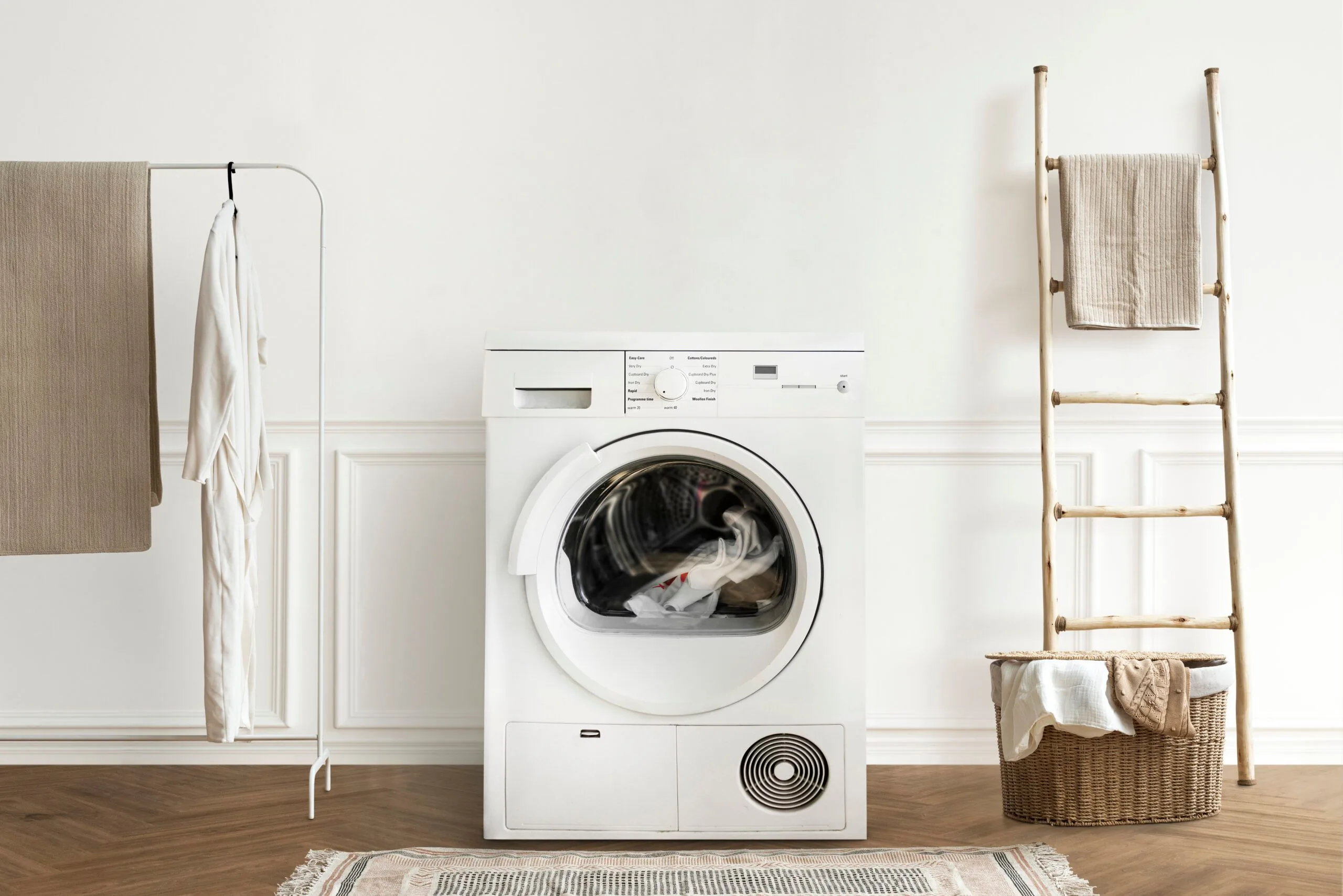 Washing machine minimal laundry room interior design