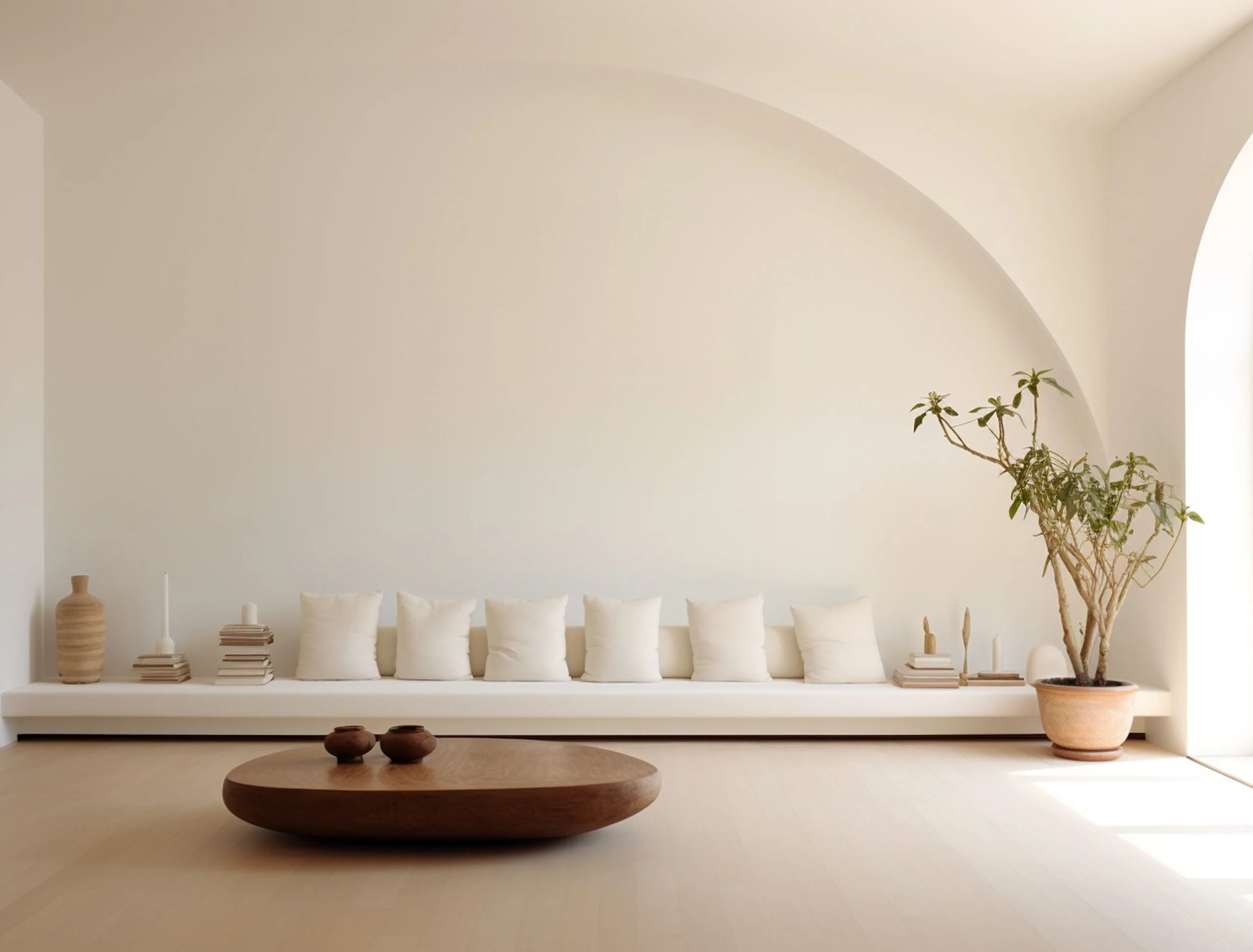 Background with simple white walls plant