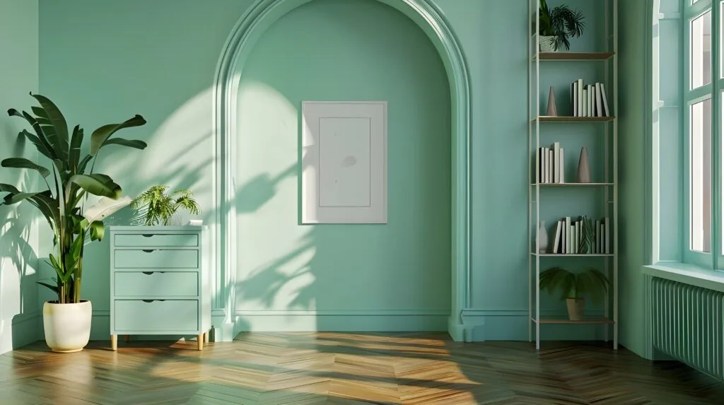 Living room with frame mockup wall